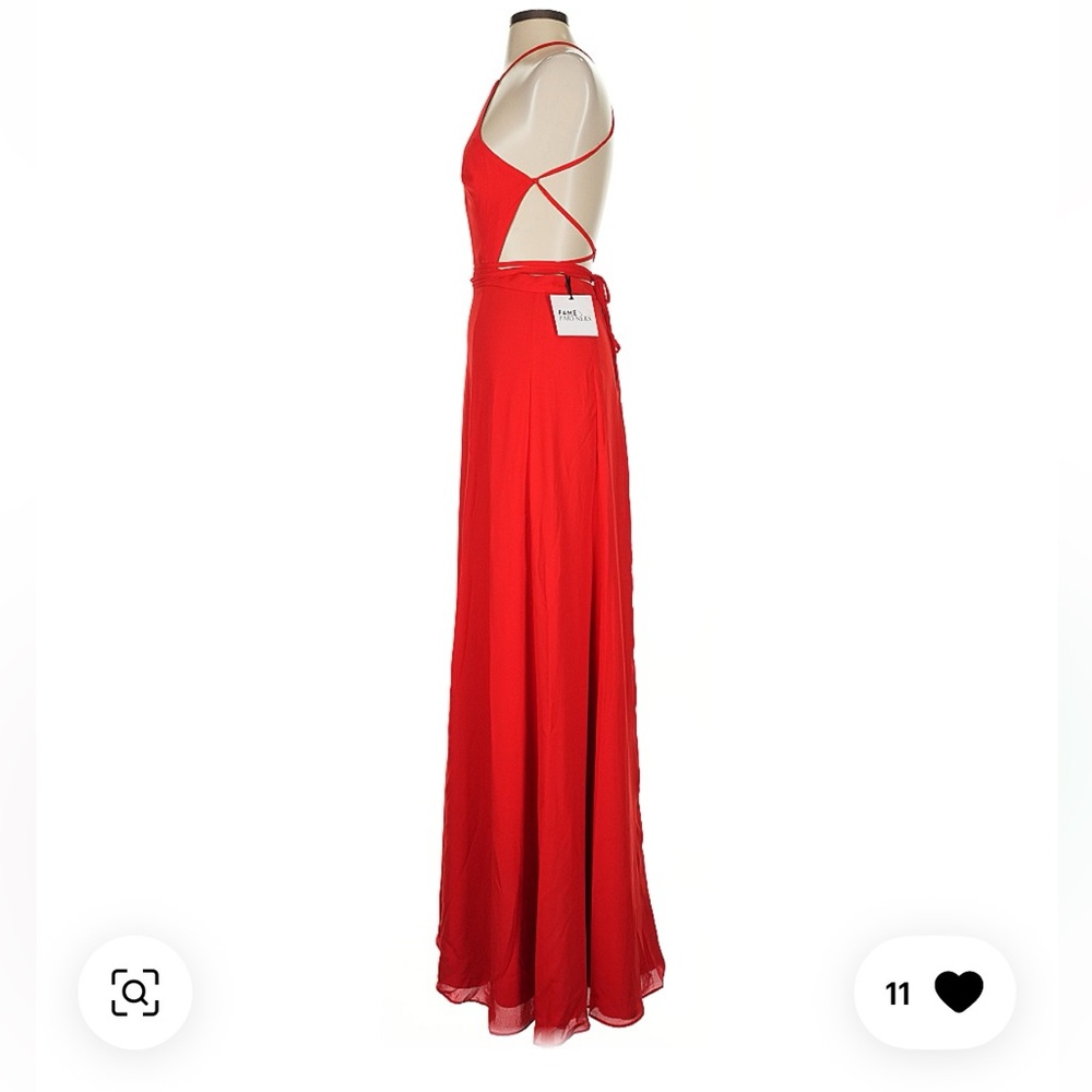 Fame and Partners Vibrant Red Backless Dress